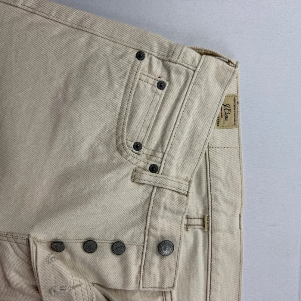 J.Crew 484 Slim Fit Selvedge Jeans Mens 28x30 Cream Off-White Extra Narrow Leg